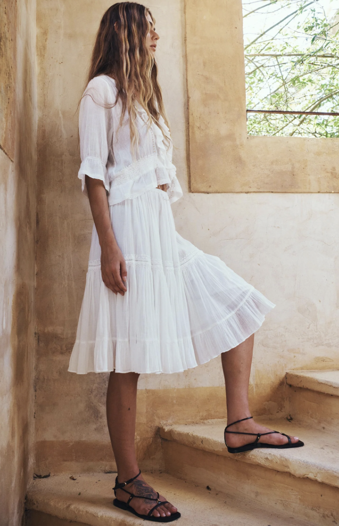Prairie Midi Skirt in Whisper White SPELL — Hanalei and Kulas